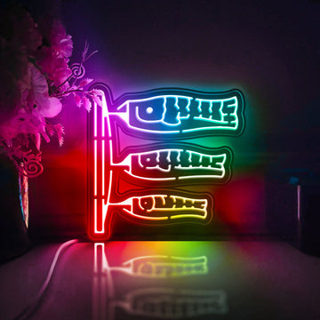 Carp Streamer Led Light Box, Japanese Culture Wall Art Decor, Light Sign, Desktop Decoration, Bedroom Decor, Gift For Cultural Enthusiasts