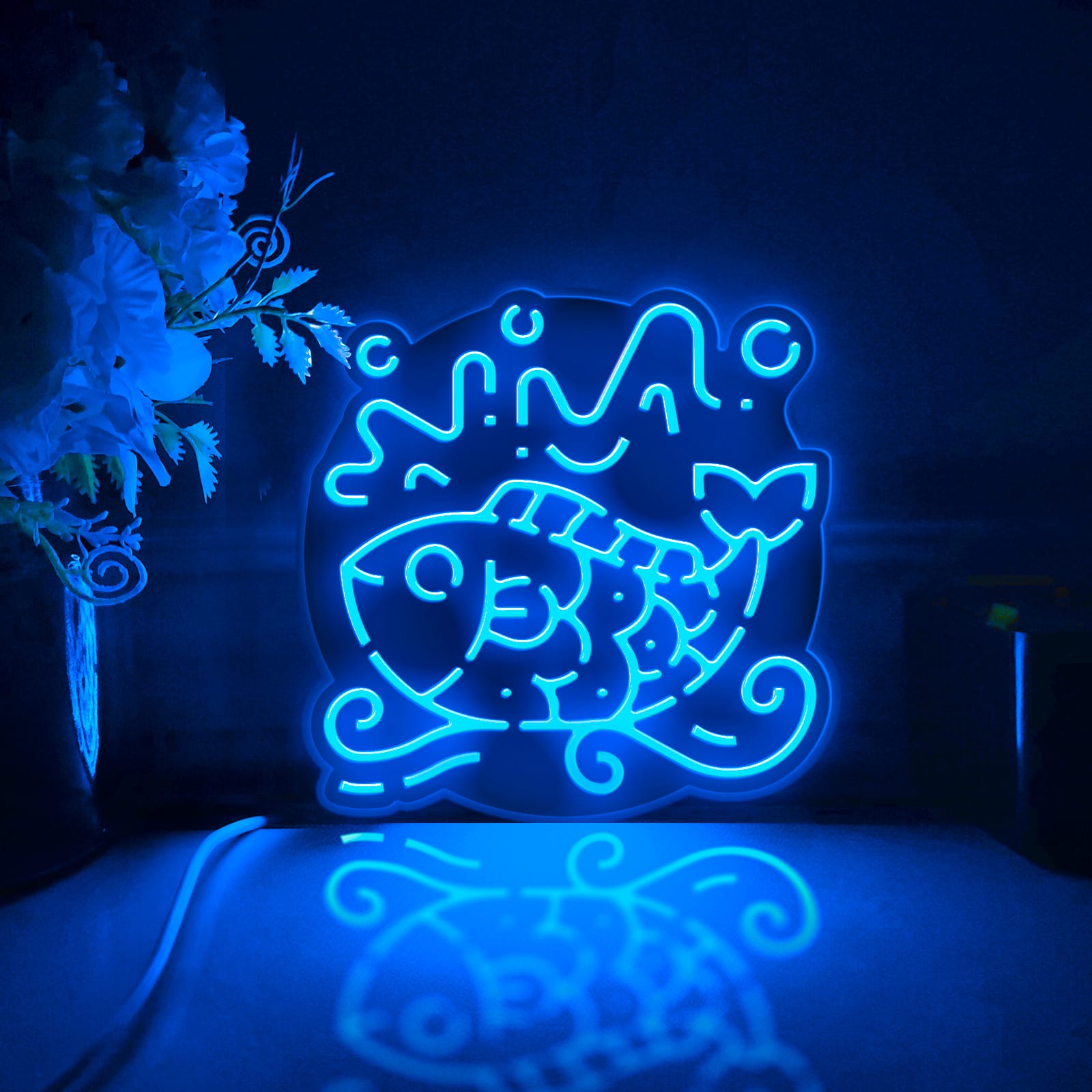 Carp Led Light Box, Fish Wall Art Decor, Personalized Light Sign, Neon-like Rgb Desktop Decoration, Bedroom Decor, Cultural Enthusiasts Gift