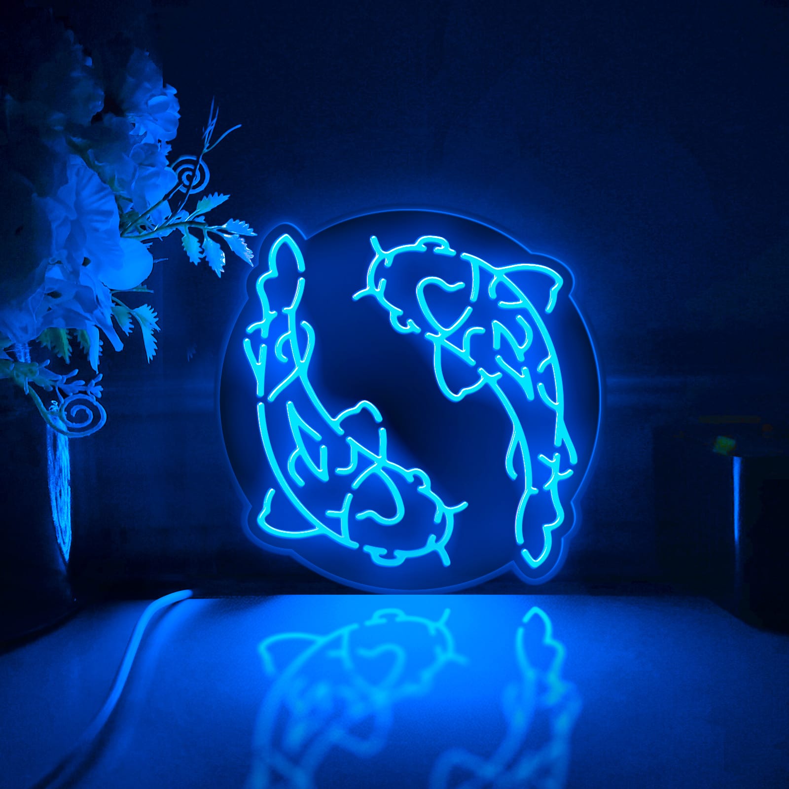 Carp Led Light Box, Fish Wall Art Decor, Personalized Light Sign, Neon-like Rgb Desktop Decorations, Bedroom Decor, Asian Culture Decor