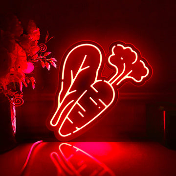 Carrot And Greens Led Light Box, Carrot Wall Art Decor, Personalized Light Sign, Neon-like Rgb Desktop Decorations, Bedroom Decor, Gift