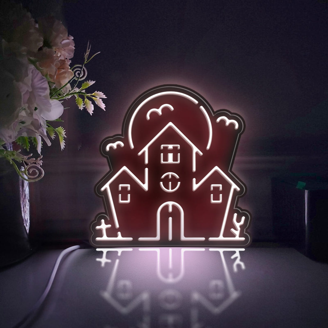 Castle Led Light Box, Halloween Wall Art Decor, Personalized Light Sign, Neon-like Rgb Desktop Decorations, Bedroom Decor, Gift For Kids