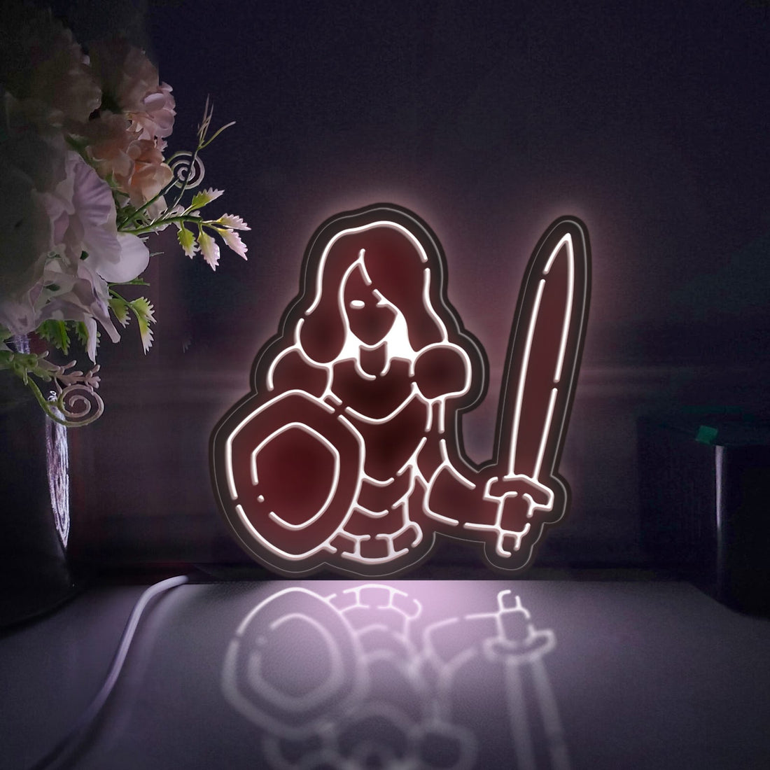 Medieval Knight Led Light Box, Knight Wall Art Decor, Personalized Light Sign, Desktop Decorations, Bedroom Decor, Gift For History Buffs