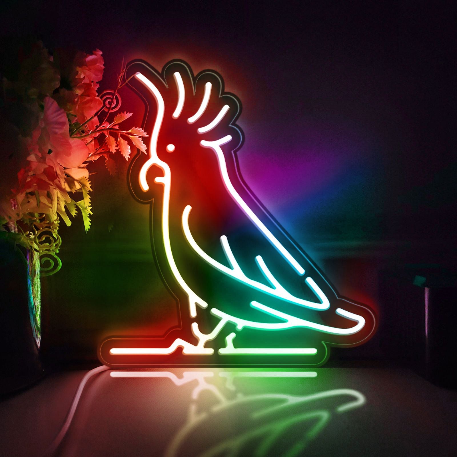 Cockatoo Led Light Box, Parrot Wall Art Decor, Personalized Light Sign, Neon-like Desktop Decorations, Bedroom Decor, Gift For Bird Lovers