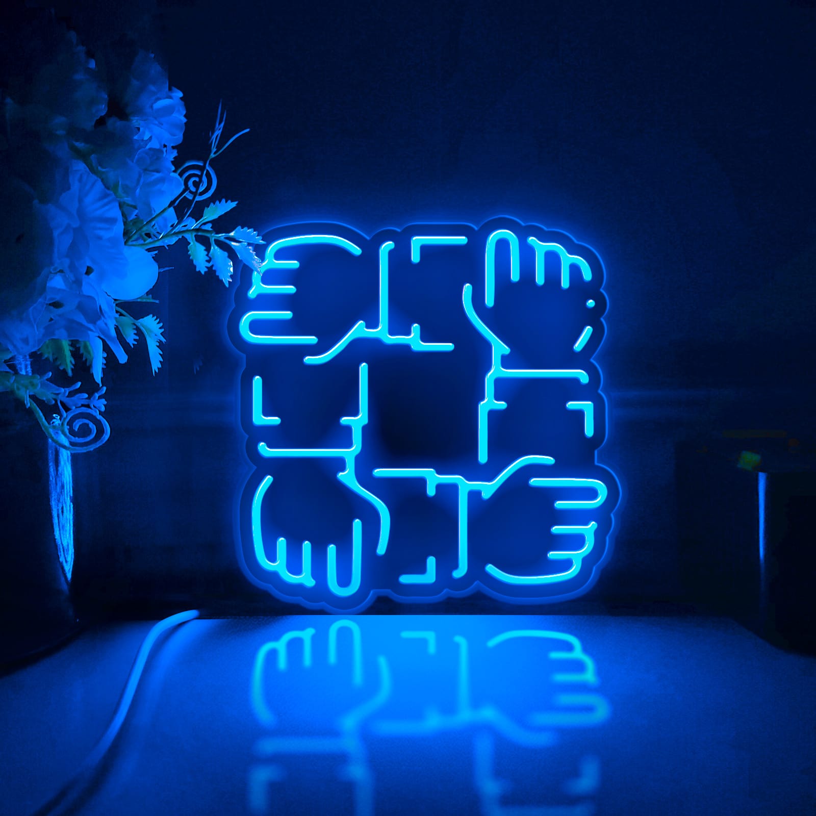 Cooperating Hand Led Light Box, Partnership Wall Art Decor, Personalized Light Sign, Neon-like Rgb Desktop Decorations, Bedroom Decor, Gift
