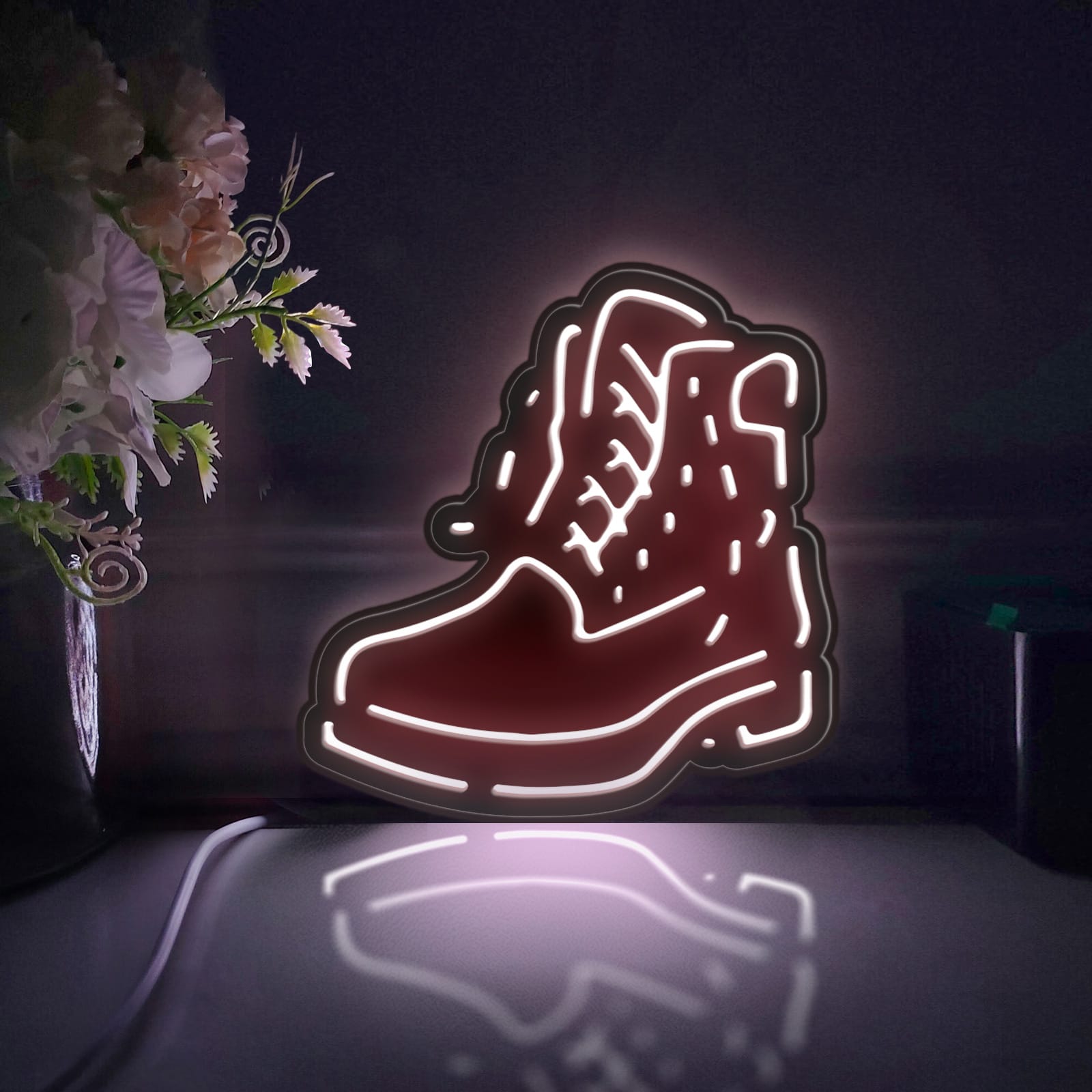 Men's Boot Led Light Box, Boot Wall Art Decor, Personalized Light Sign, Desktop Decorations, Bedroom Decor, Gift For Fashion Enthusiasts