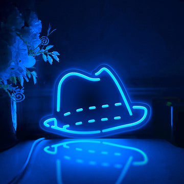 Cowboy Hat Led Light Box, Hat Wall Art Decor, Personalized Light Sign, Neon-like Rgb Desktop Decorations, Bedroom Decor, Gift
