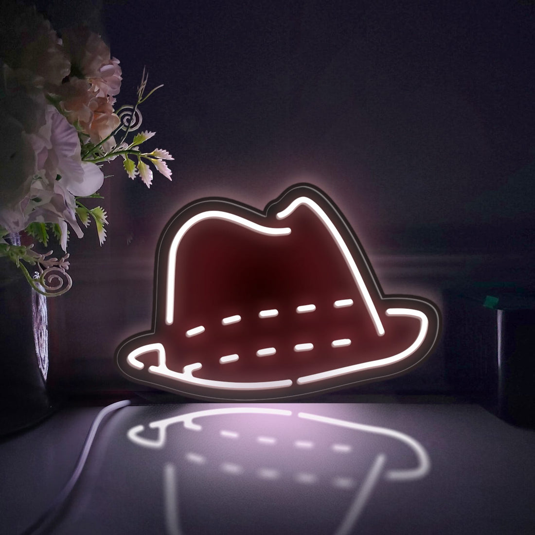 Cowboy Hat Led Light Box, Hat Wall Art Decor, Personalized Light Sign, Neon-like Rgb Desktop Decorations, Bedroom Decor, Gift