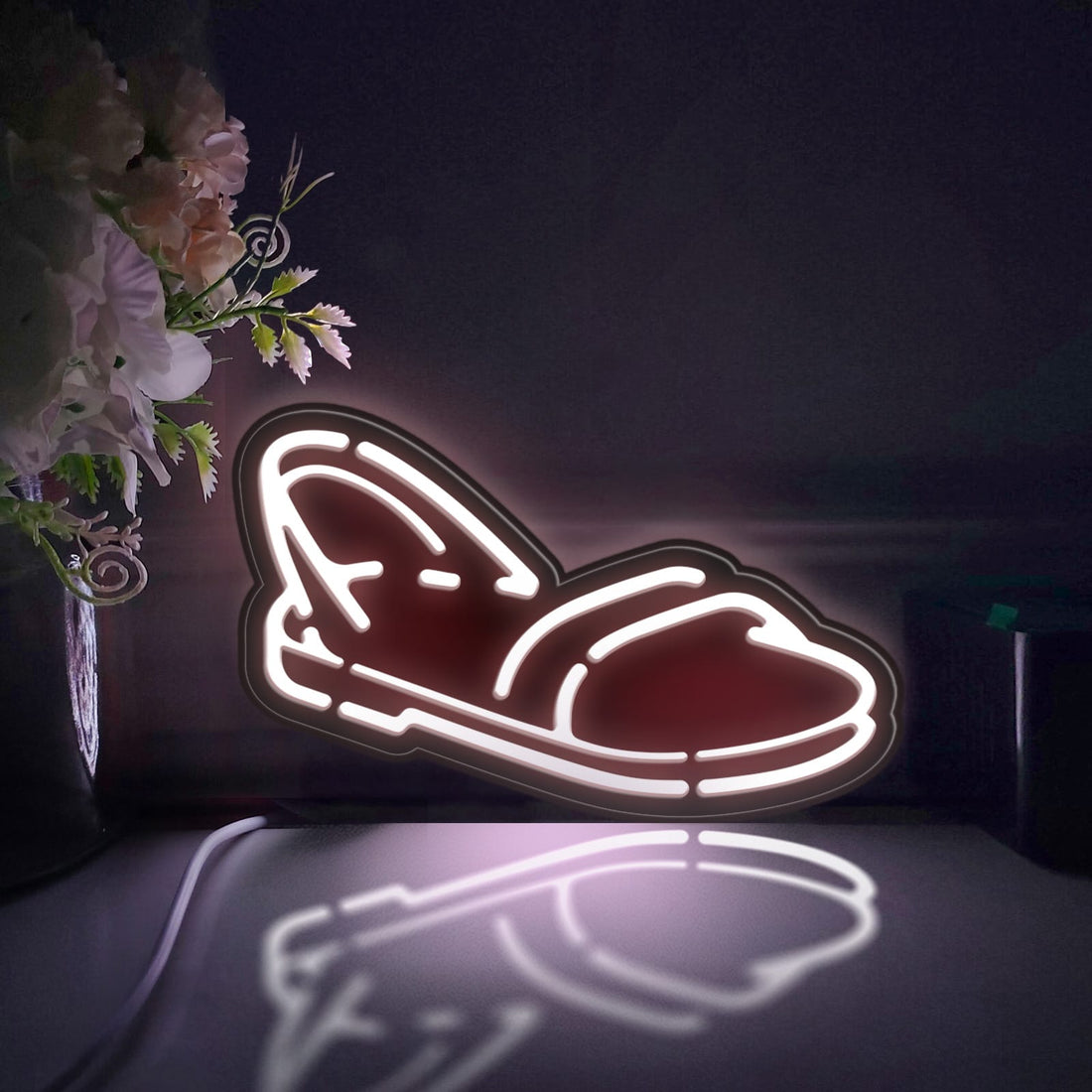 Summer Slipper Led Light Box, Sandal Wall Art Decor, Personalized Light Sign, Neon-like Rgb Desktop Decorations, Bedroom Decor, Gift