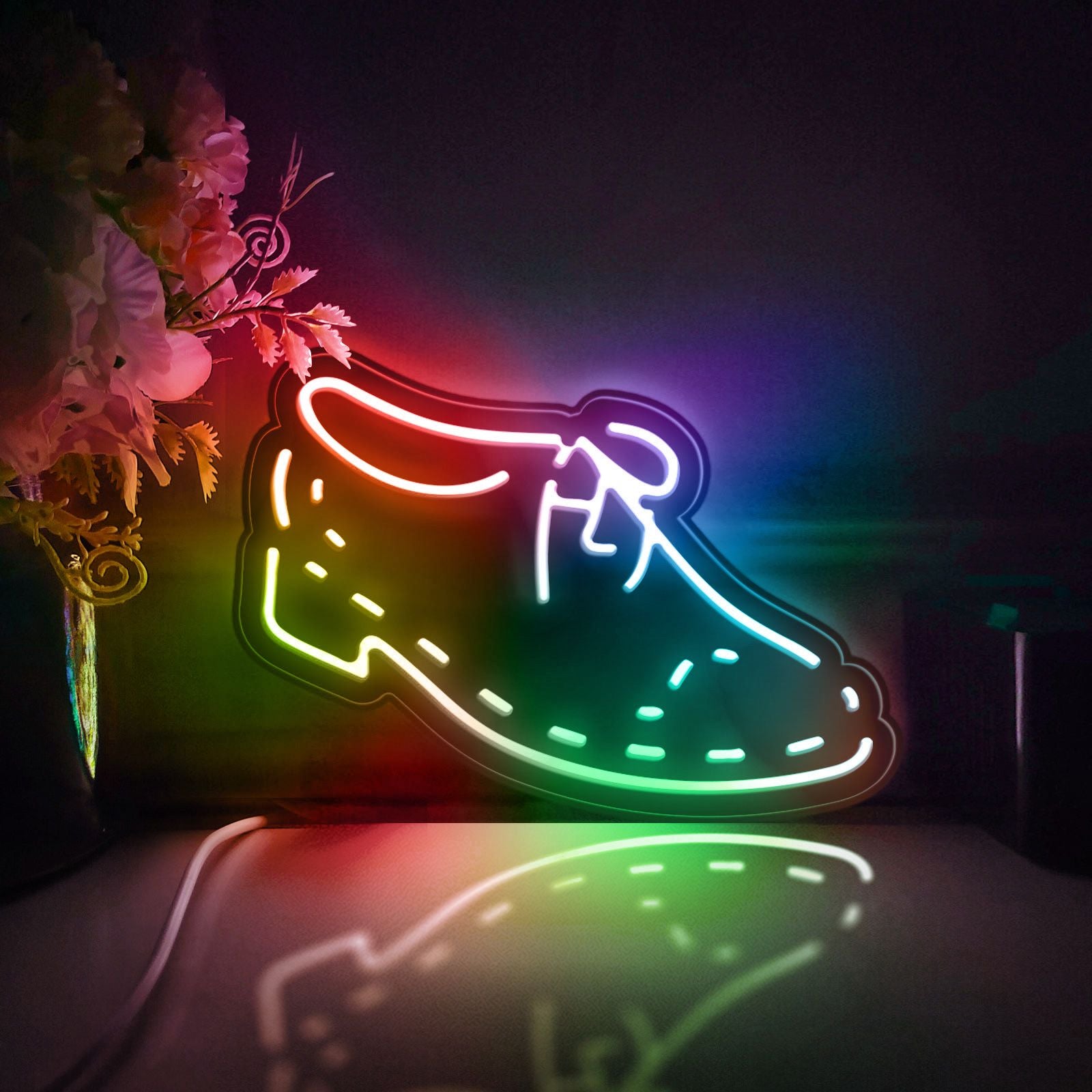 Fashionable Wingtip Shoe Led Light Box, Shoe Wall Art Decor, Personalized Light Sign, Neon-like Desktop Decorations, Bedroom Decor, Gift