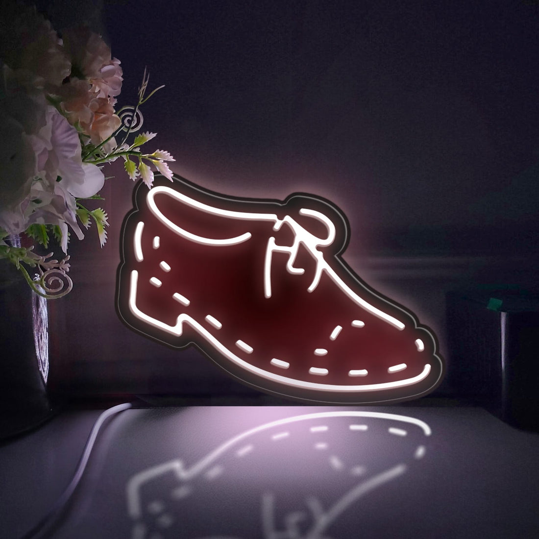 Fashionable Wingtip Shoe Led Light Box, Shoe Wall Art Decor, Personalized Light Sign, Neon-like Desktop Decorations, Bedroom Decor, Gift
