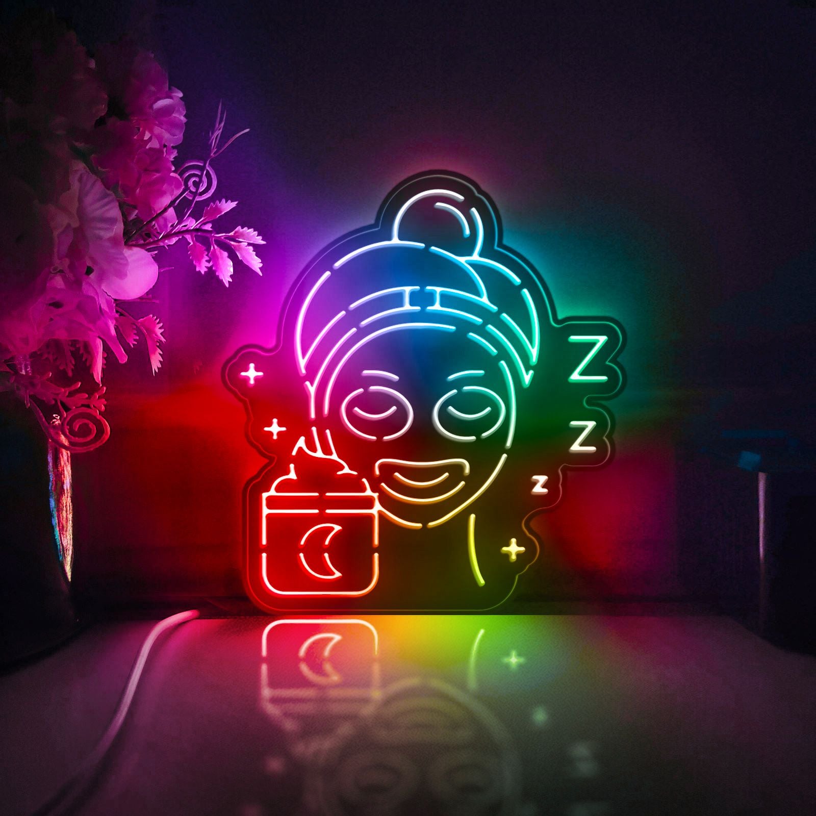 Cream Mask Led Light Box, Skin Care Wall Art Decor, Personalized Light Sign, Neon-like Rgb Desktop Decorations, Bedroom Decor, Gift