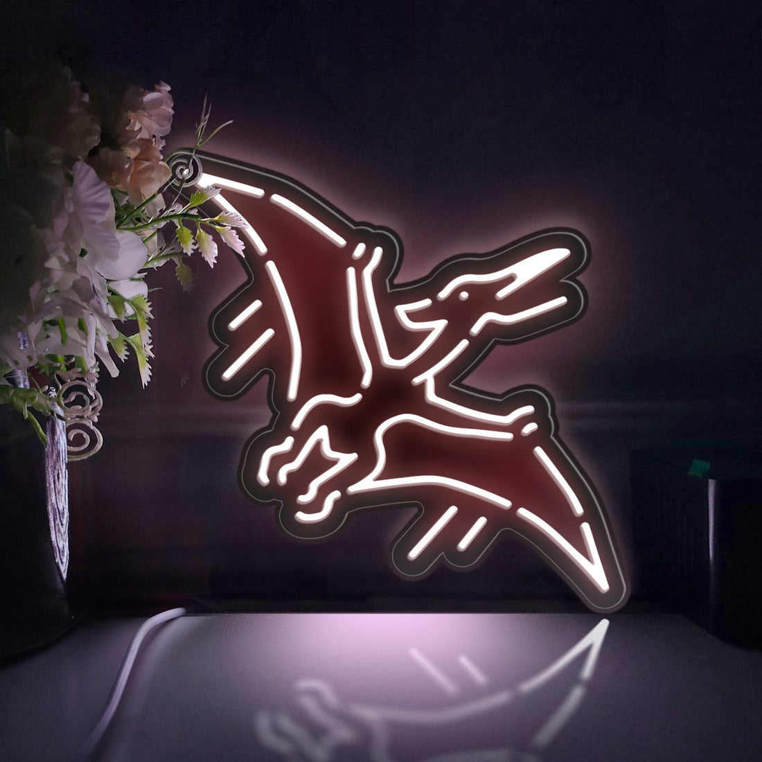 Pterodactyl Led Light Box, Dinosaur Wall Art Decor, Personalized Light Sign, Desktop Decorations, Bedroom Decor, Gift For Dinosaur Lovers