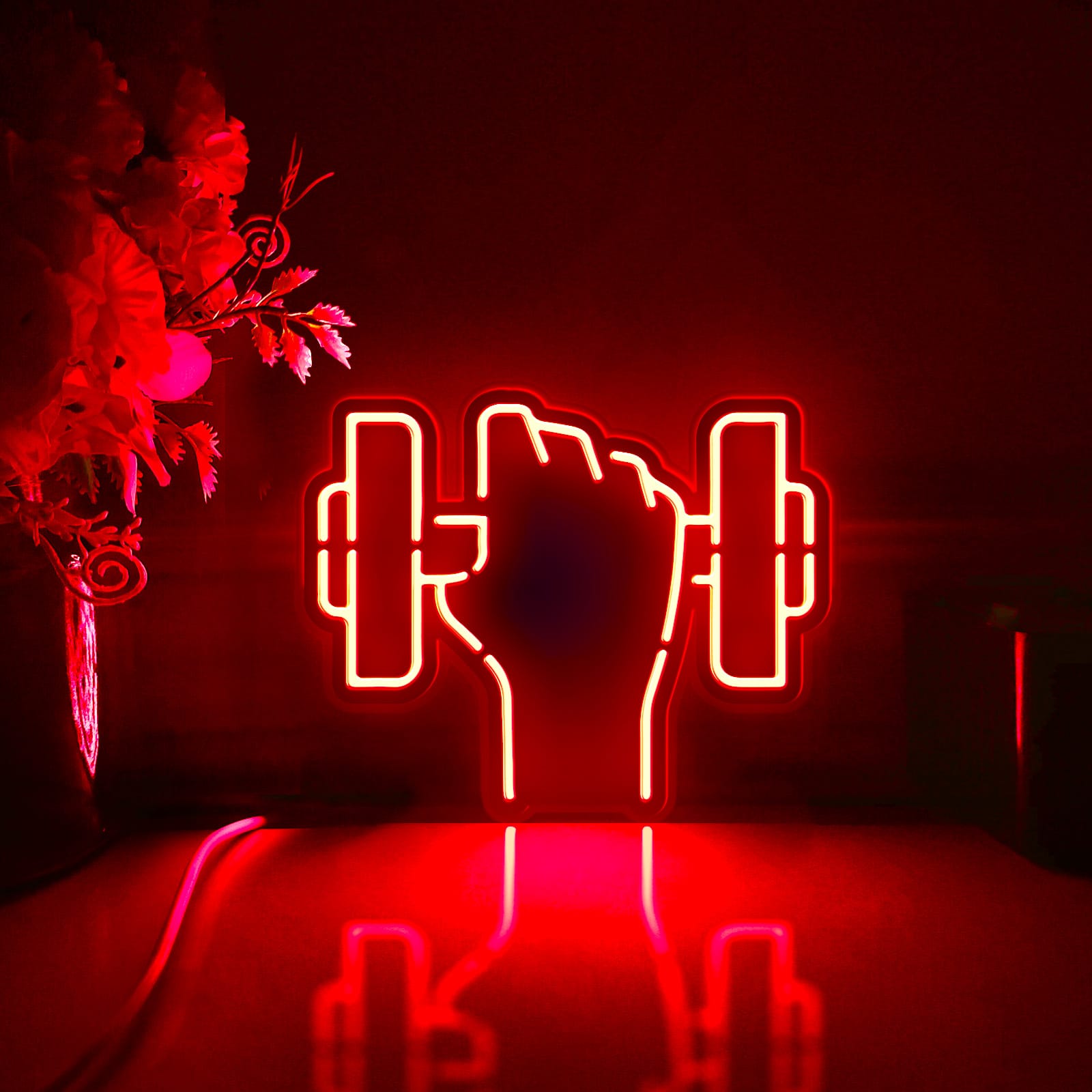 Dumbbell Led Light Box, Fitness Wall Art Decor, Personalized Light Sign, Neon-like Rgb Desktop Decorations, Bedroom Decor, Gift