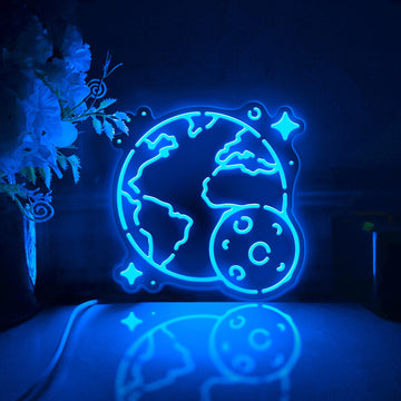 Earth And Moon Led Light Box, Planet Wall Art Decor, Light Sign, Desktop Decorations, Bedroom Decor, Gift For Astronomy Fans, Space Lover