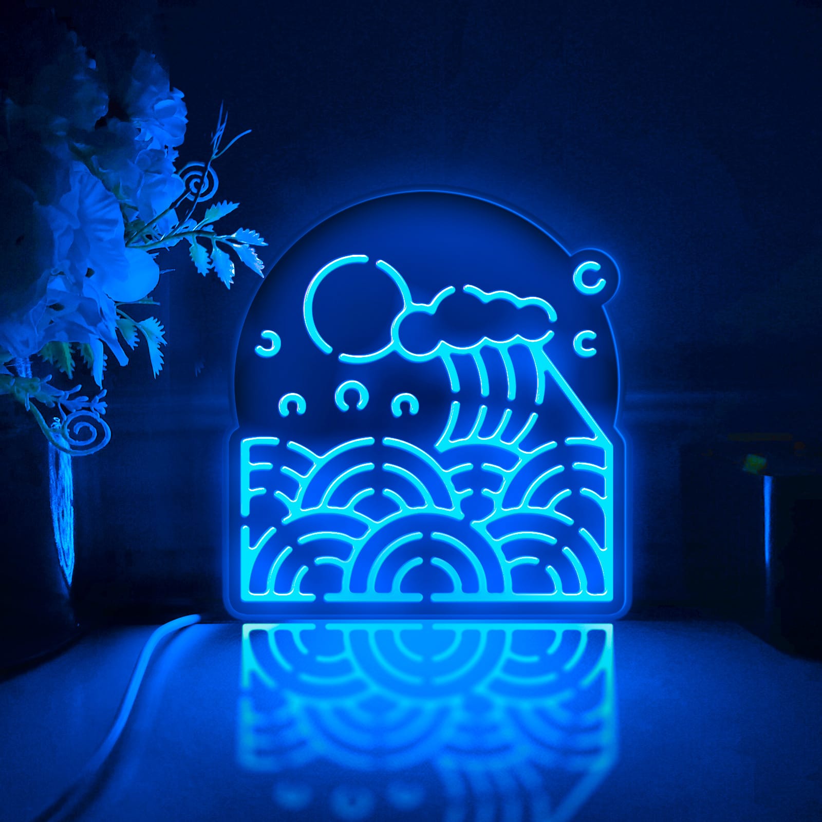 Ocean Wave Led Light Box, Ocean Wall Art Decor, Personalized Light Sign, Neon-like Rgb Desktop Decorations, Bedroom Decor, Gift