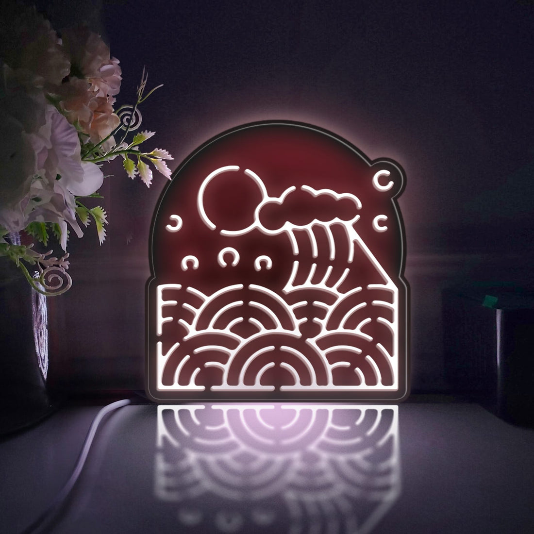 Ocean Wave Led Light Box, Ocean Wall Art Decor, Personalized Light Sign, Neon-like Rgb Desktop Decorations, Bedroom Decor, Gift