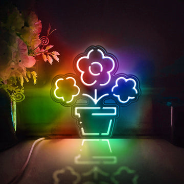 Flower Led Light Box, Flower Wall Art Decor, Personalized Light Sign, Neon-like Rgb Desktop Decorations, Bedroom Decor, Gift