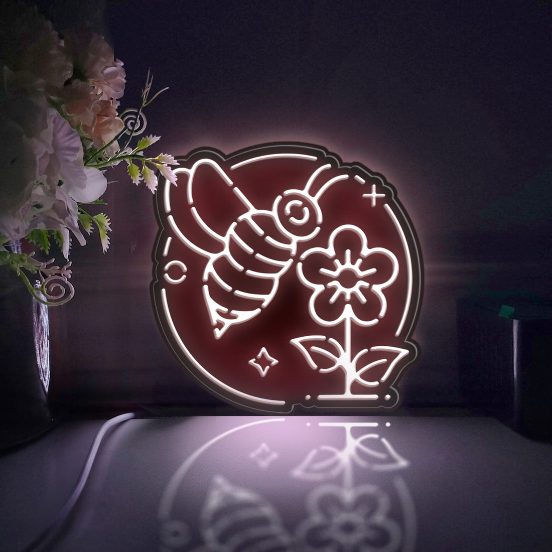 Bee Collecting Honey Led Light Box, Bee Wall Art Decor, Personalized Light Sign, Desktop Decorations, Bedroom Decor, Gift For Nature Lovers