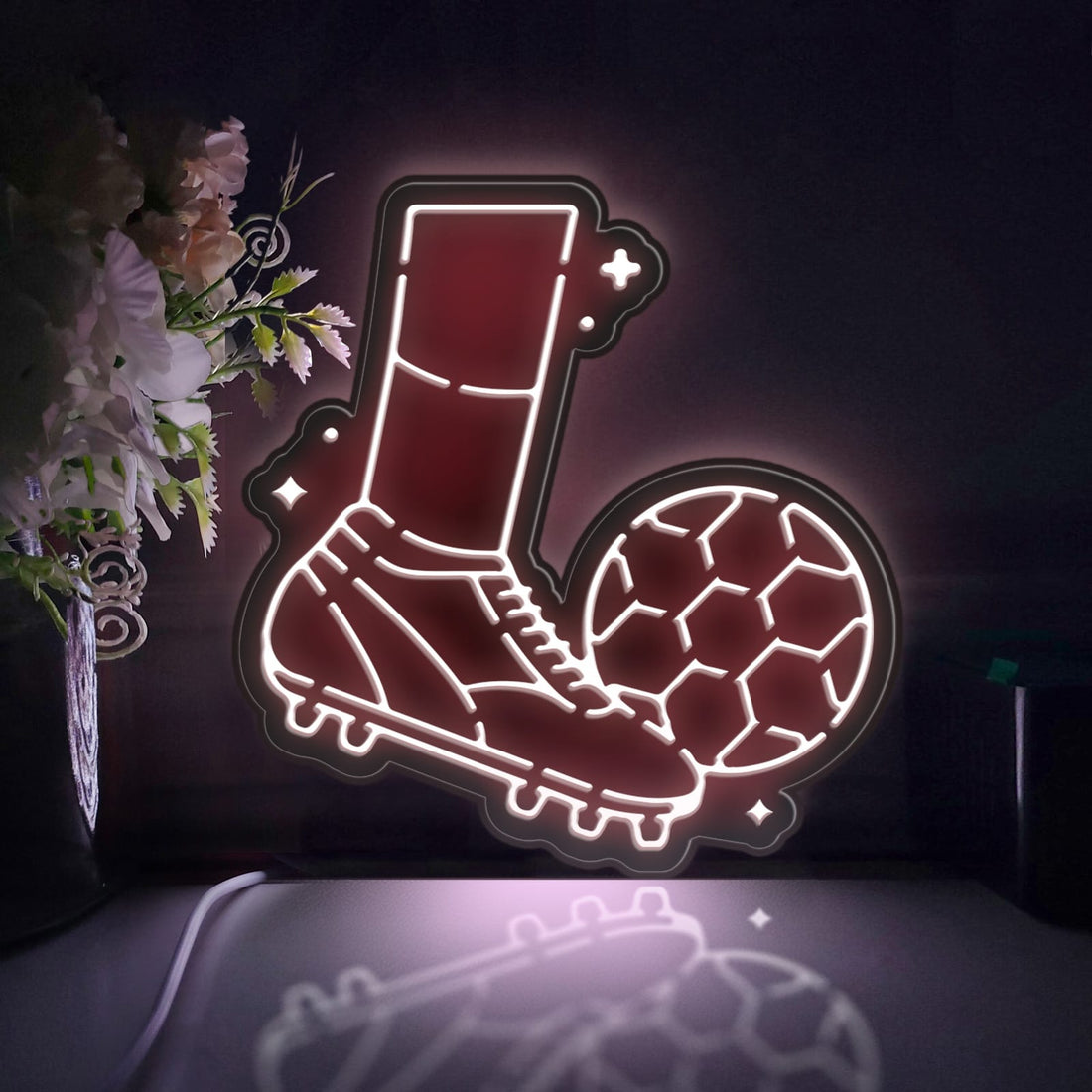 Playing Football Led Light Box, Football Wall Art Decor, Personalized Light Sign, Desktop Decorations, Bedroom Decor, Gift For Sports Fans