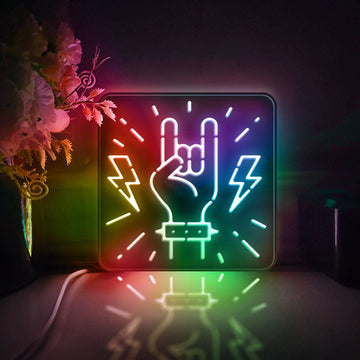 Rock Music Led Light Box, Rock And Roll Wall Art Decor, Personalized Light Sign, Desktop Decorations, Bedroom Decor, Gift For Music Lovers
