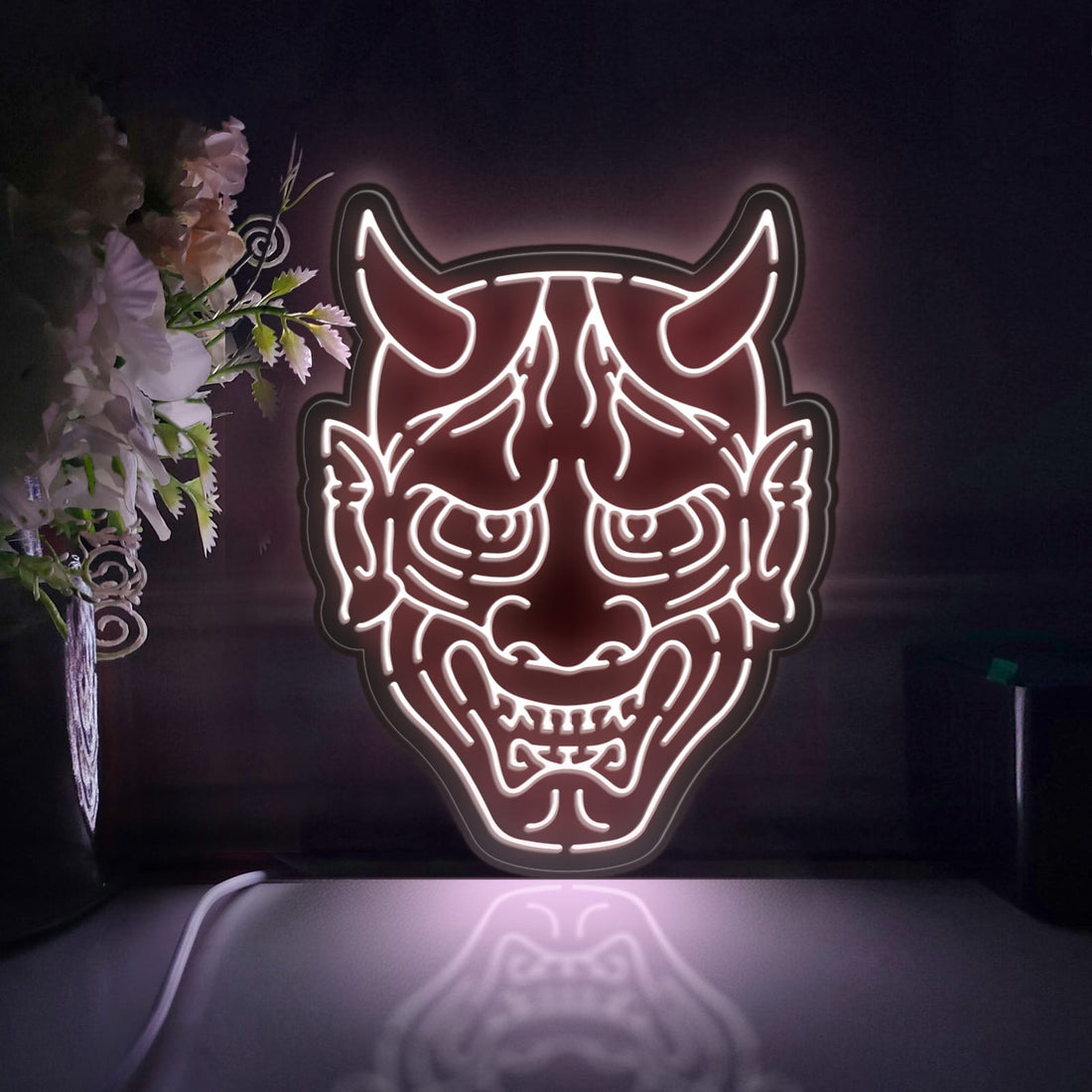 Hannya Demon Led Light Box, Devil Wall Art Decor, Light Sign, Desktop Decorations, Room Decor, Gift For Mythology Enthusiasts, Horror Fans