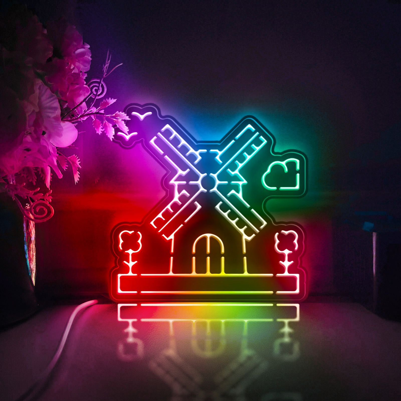 Dutch Windmill Led Light Box, Windmill Wall Art Decor, Light Sign, Desktop Decorations, Room Decor, Gift For Travelers, Culture Enthusiasts