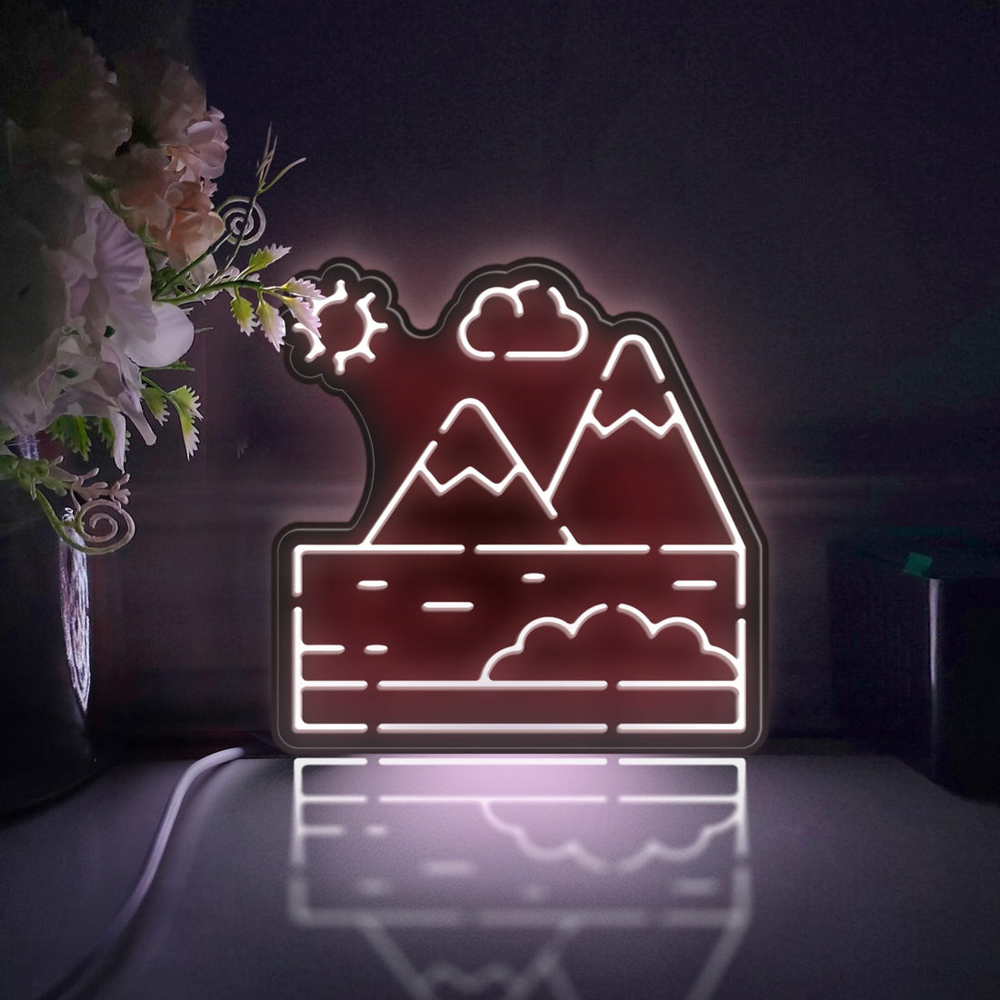 Mountain And River Led Light Box, Landscape Wall Art Decor, Light Sign, Desktop Decorations, Bedroom Decor, Gift For Nature Lovers
