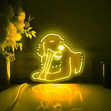 Golden Retriever Eating Bone Led Light Box, Golden Retriever Wall Art Decor, Light Sign, Desktop Decoration, Gift For Dog Lovers, Pet Owners