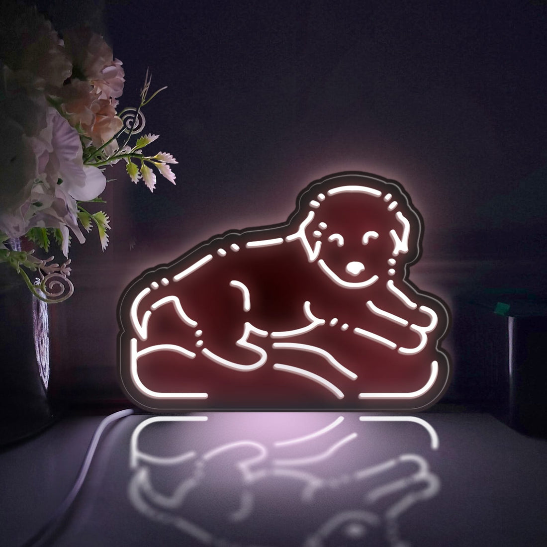 Puppy Lying On Pillow Led Light Box, Pet Dog Wall Art Decor, Light Sign, Desktop Decorations, Bedroom Decor, Gift For Dog Lovers, Kids