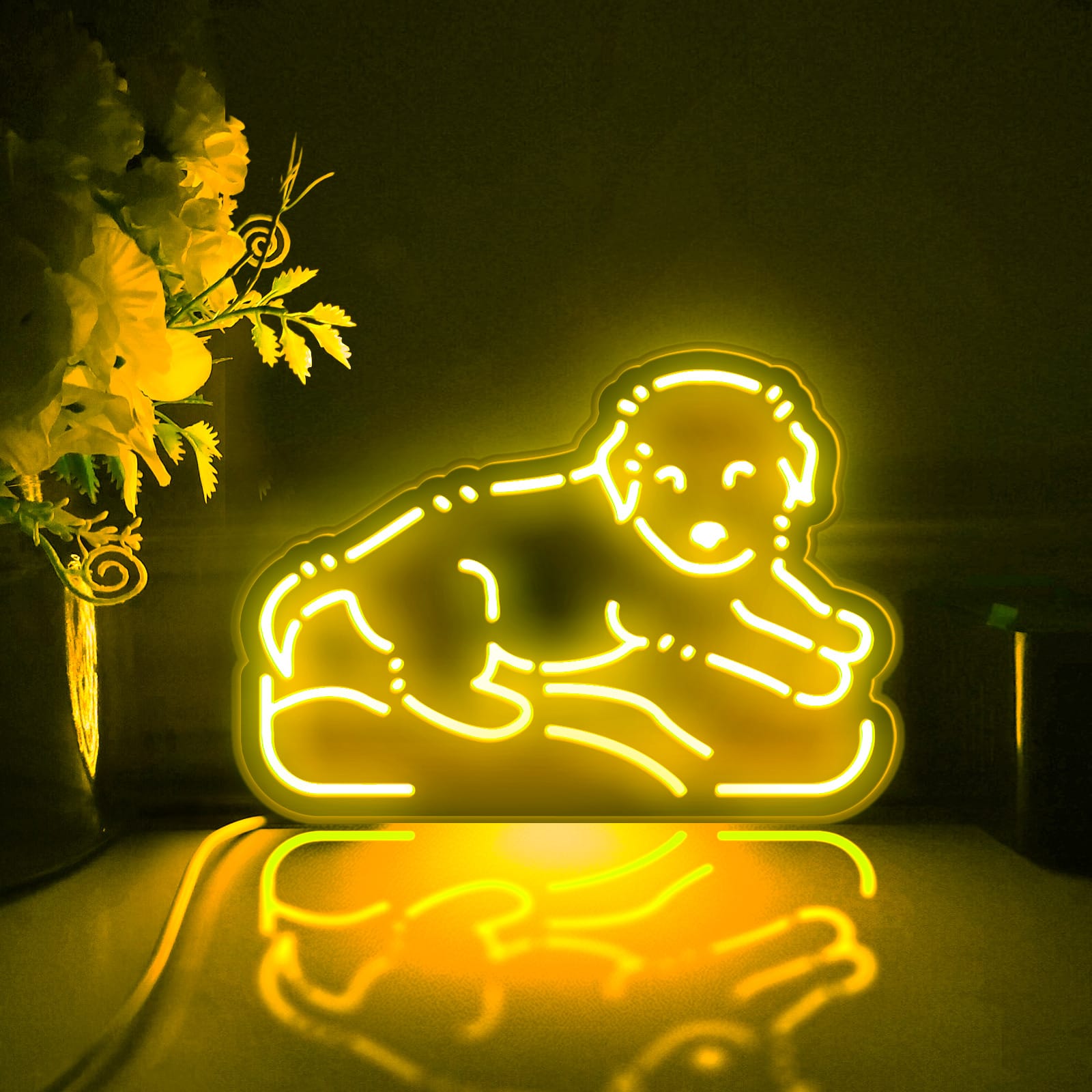 Puppy Lying On Pillow Led Light Box, Pet Dog Wall Art Decor, Light Sign, Desktop Decorations, Bedroom Decor, Gift For Dog Lovers, Kids
