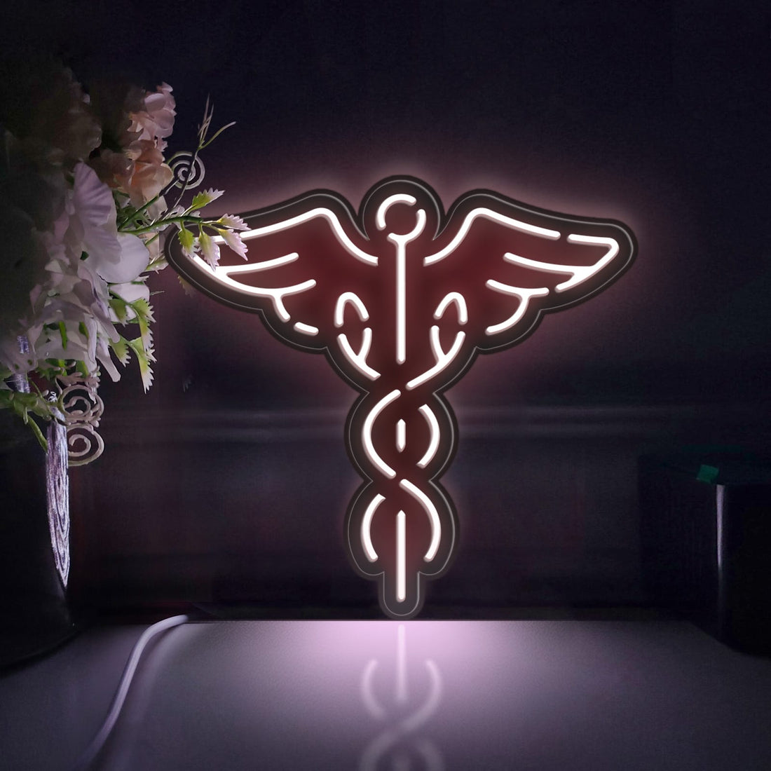 Caduceus Led Light Box, Rod Of Hermes Wall Art Decor, Personalized Light Sign, Neon-like Rgb Desktop Decorations, Bedroom Decor, Gift