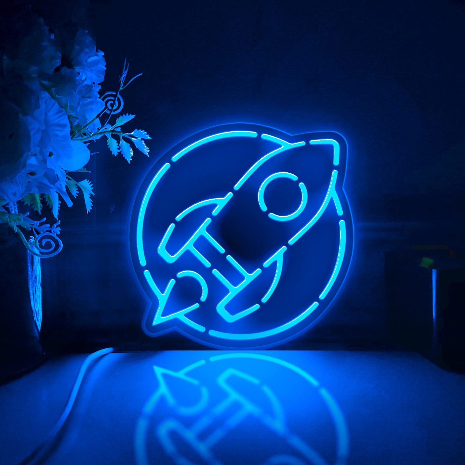 Moon Rocket Led Light Box, Outer Space Exploration Wall Art Decor, Light Sign, Desktop Decorations, Gift For Astronomy Lovers, Kids
