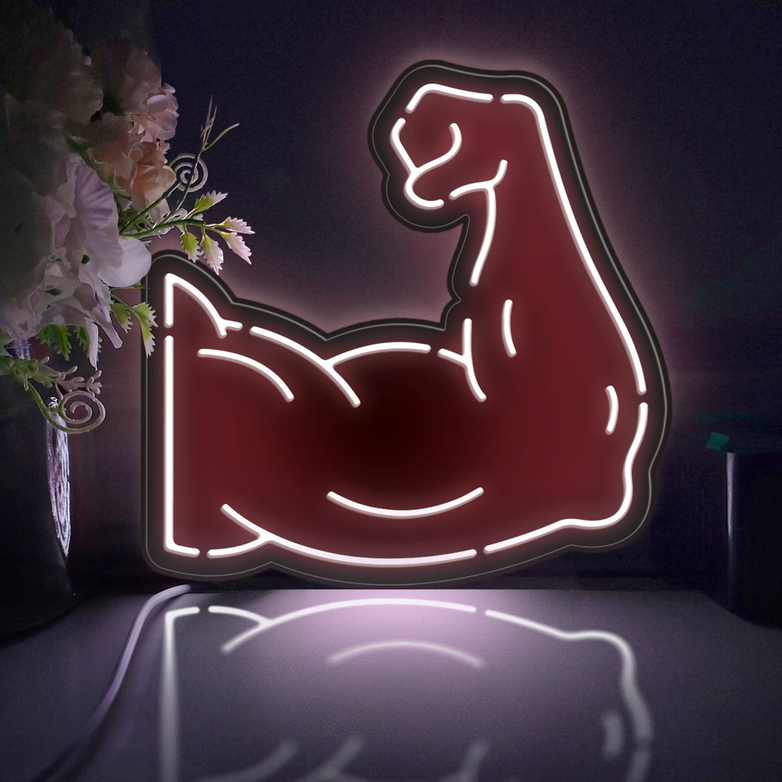 Muscle Led Light Box, Bicep Wall Art Decor, Light Sign, Desktop Decorations, Bedroom Decor, Gift For Fitness Enthusiasts, Bodybuilders
