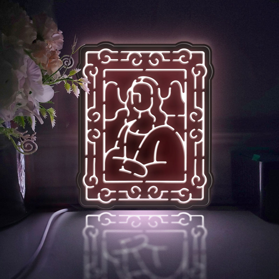 Museum Art Painting Led Light Box, Mona Lisa's Smile Wall Art Decor, Light Sign, Desktop Decorations, Bedroom Decor, Gift For Art Lovers
