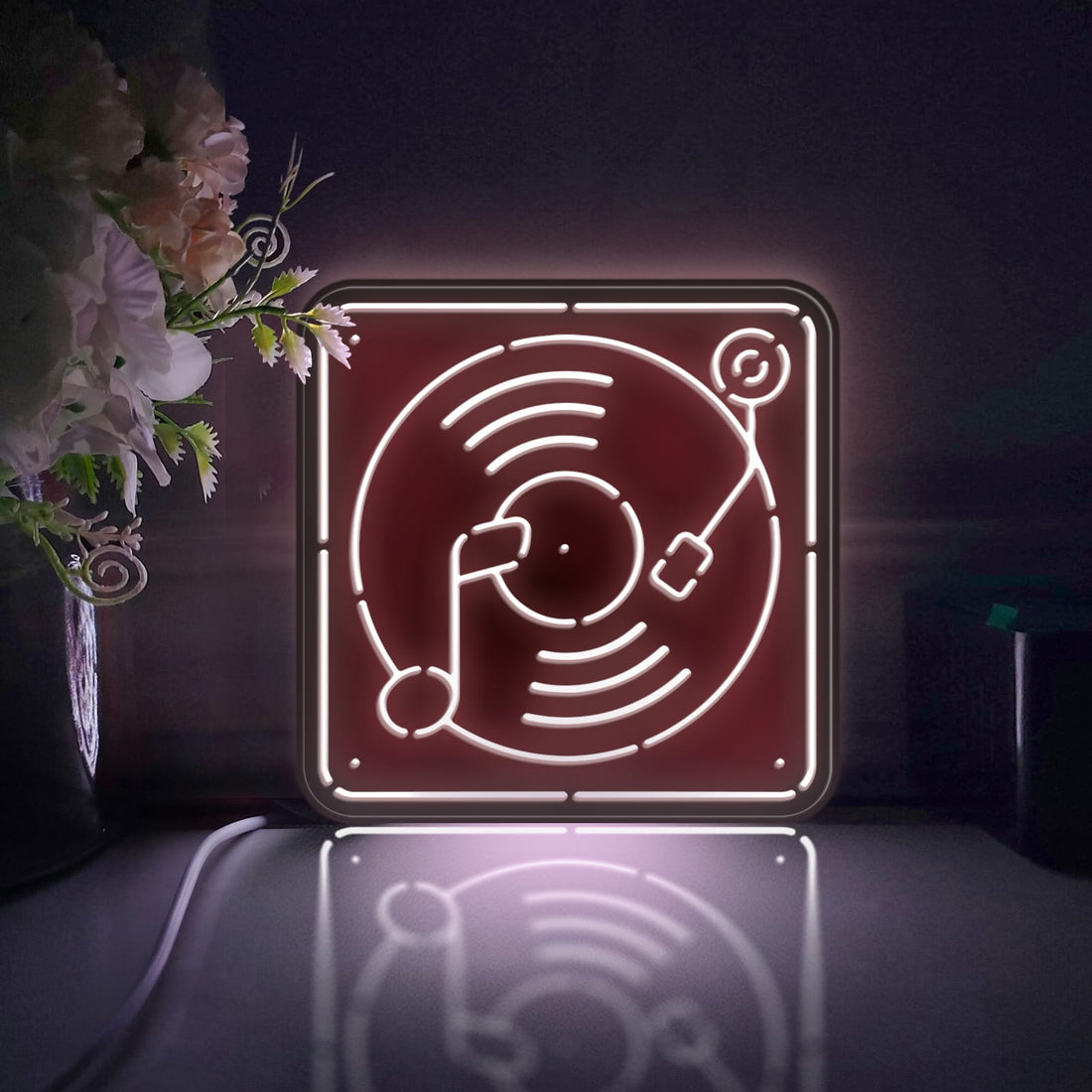 Music Player Turntable Led Light Box, Vinyl Record Wall Art Decor, Light Sign, Desktop Decorations, Room Decor, Gift For Music Enthusiasts