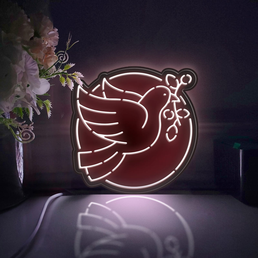 Dove Of Peace Led Light Box, Freedom And Peace Wall Art Decor, Personalized Light Sign, Neon-like Desktop Decorations, Bedroom Decor, Gift