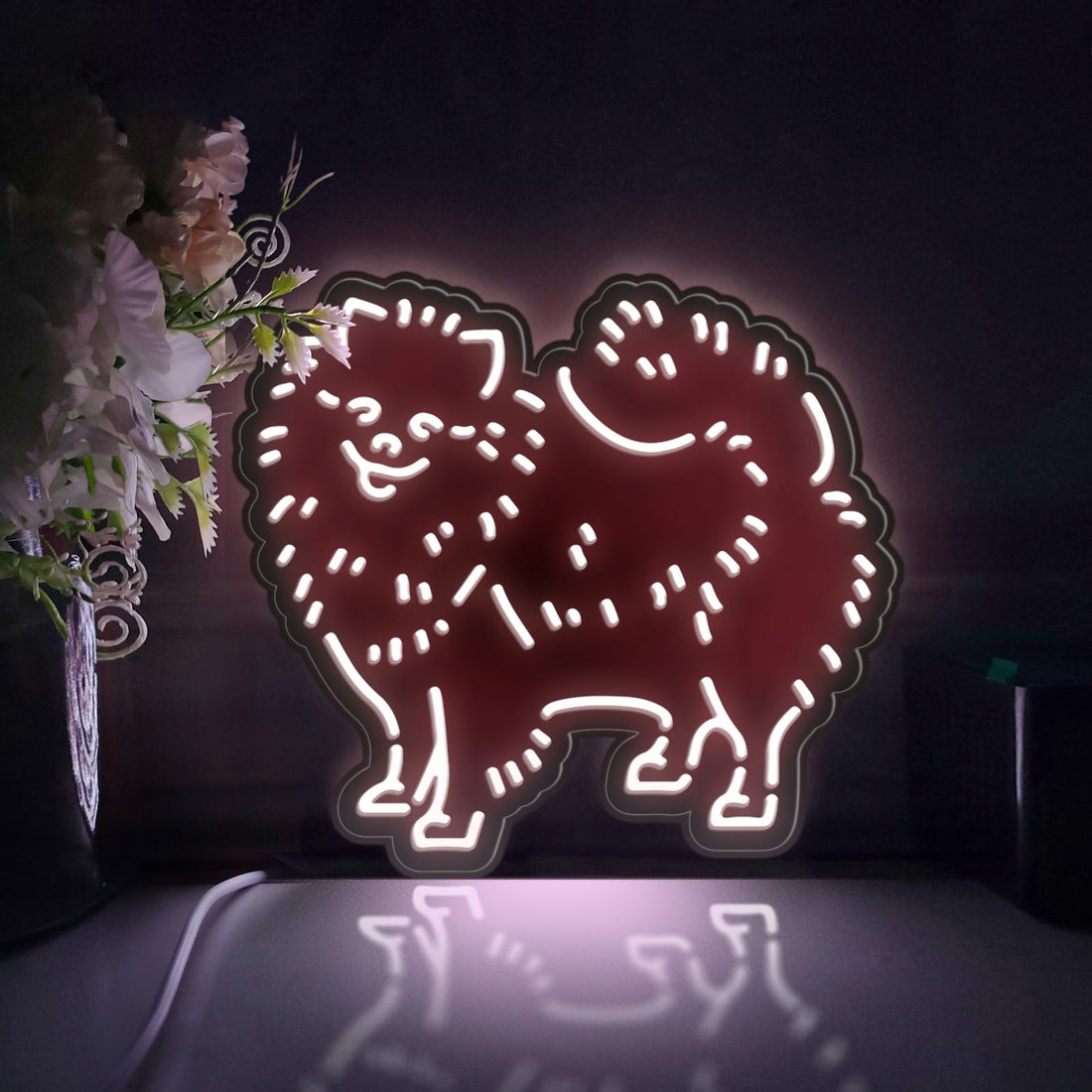 Pomeranian Breed Led Light Box, Pet Dog Wall Art Decor, Personalized Light Sign, Desktop Decorations, Bedroom Decor, Gift For Dog Lovers