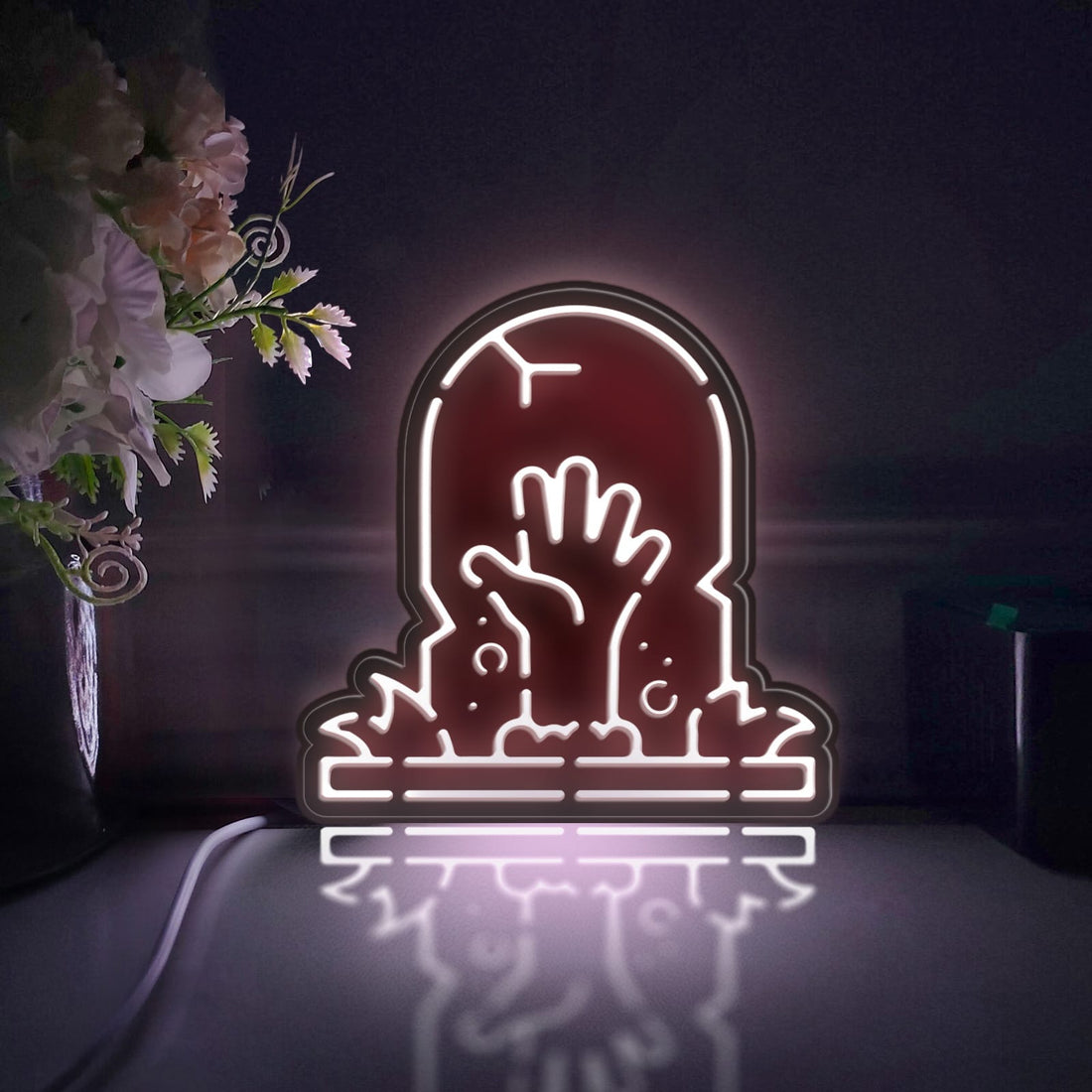Death Tombstone Led Light Box, Life And Death Wall Art Decor, Personalized Light Sign, Neon-like Desktop Decorations, Bedroom Decor, Gift