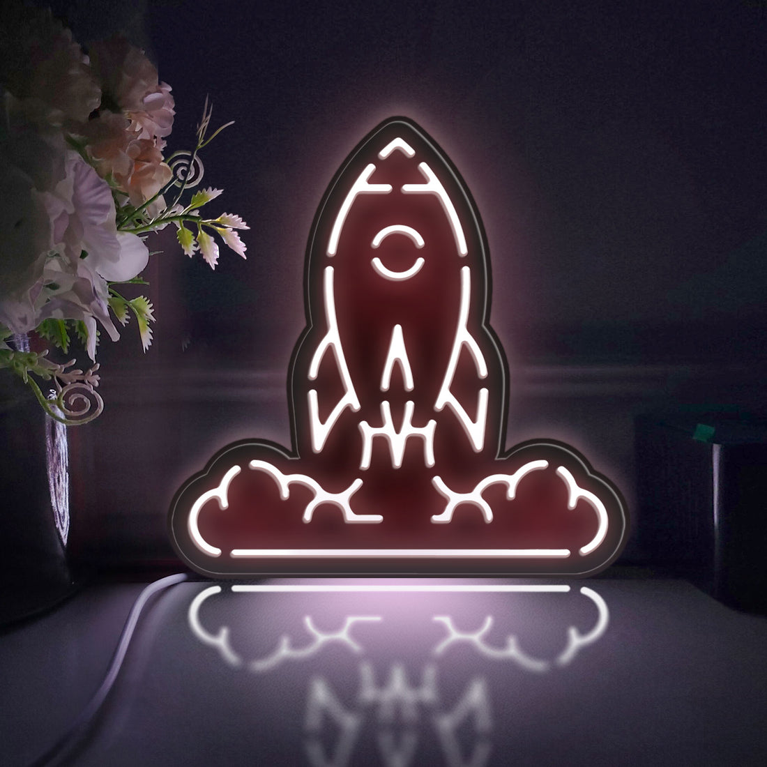 Rocket Launch Led Light Box, Spaceship Wall Art Decor, Light Sign, Desktop Decorations, Bedroom Decor, Gift For Space Enthusiasts, Kids
