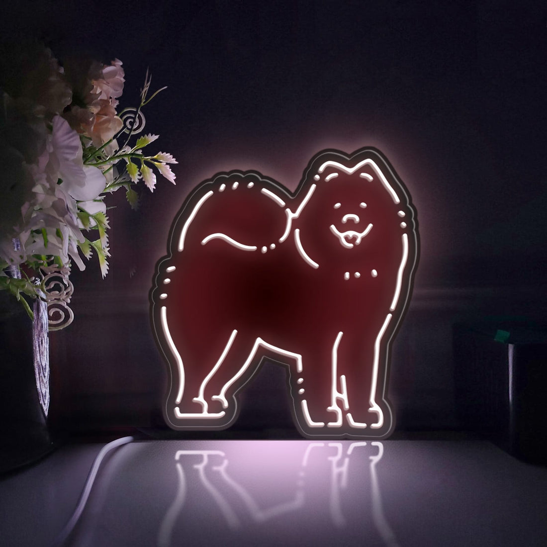 Samoyed Breed Led Light Box, Pet Dog Wall Art Decor, Personalized Light Sign, Rgb Desktop Decorations, Bedroom Decor, Gift For Dog Lovers