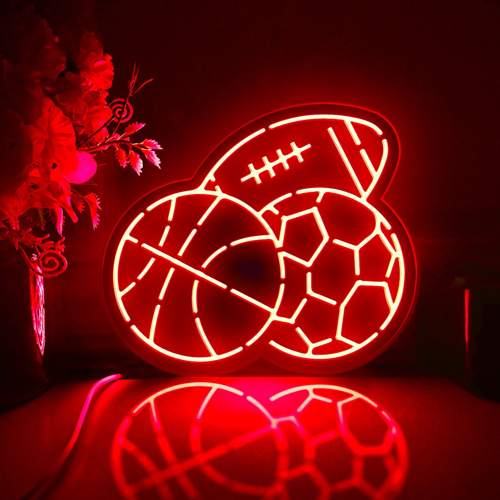 Basketball Football Rugby Led Light Box, Ball Game Wall Art Decor, Light Sign, Desktop Decorations, Gift For Sports Fans, Athletes
