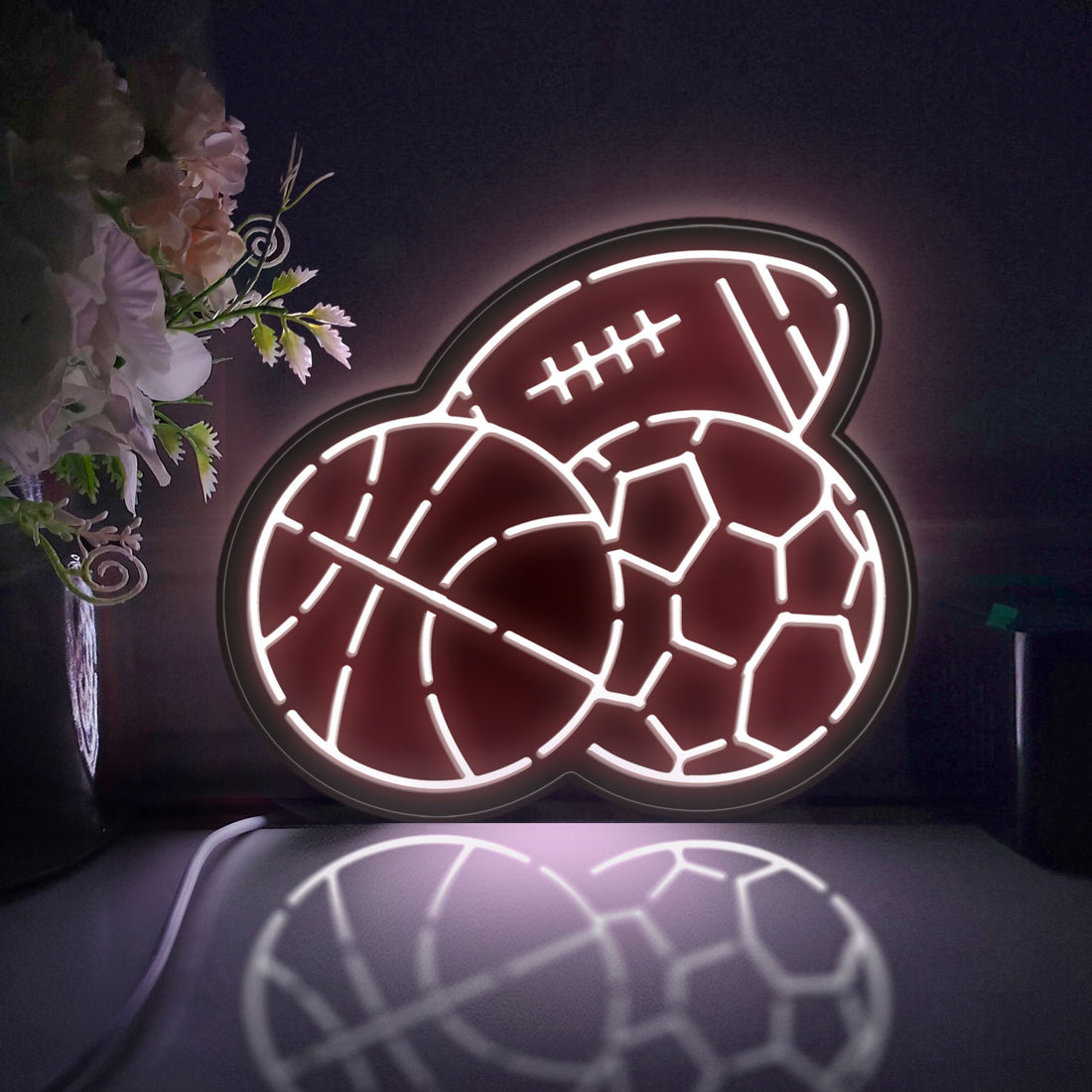 Basketball Football Rugby Led Light Box, Ball Game Wall Art Decor, Light Sign, Desktop Decorations, Gift For Sports Fans, Athletes