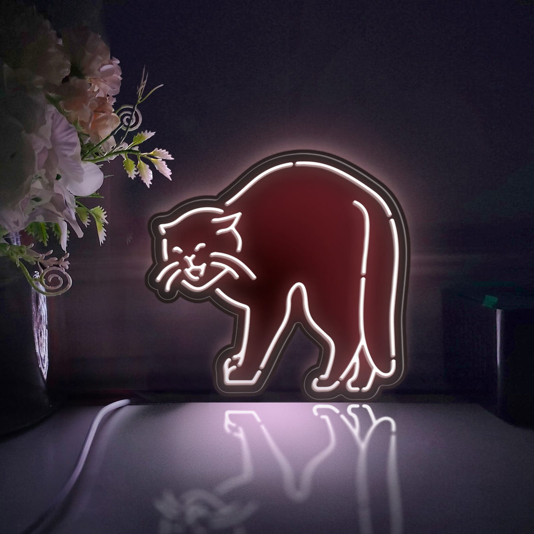 Standing Angry Cat Led Light Box, Cat Wall Art Decor, Personalized Light Sign, Rgb Desktop Decorations, Bedroom Decor, Gift For Cat Lovers