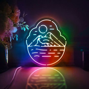 Mountain And River Led Light Box, Terrain And Landscape Wall Art Decor, Lighted Desktop Decoration, Gift For Nature Lovers