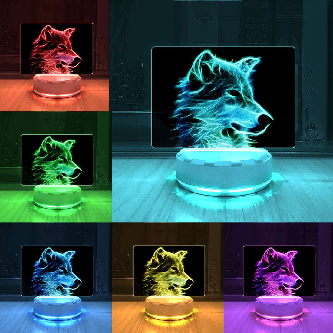 Animal Wolf LED Desk Lamp, Wolf Room Decor, Brightness Adjustable Multicolor LED Night Light, Customized Gift
