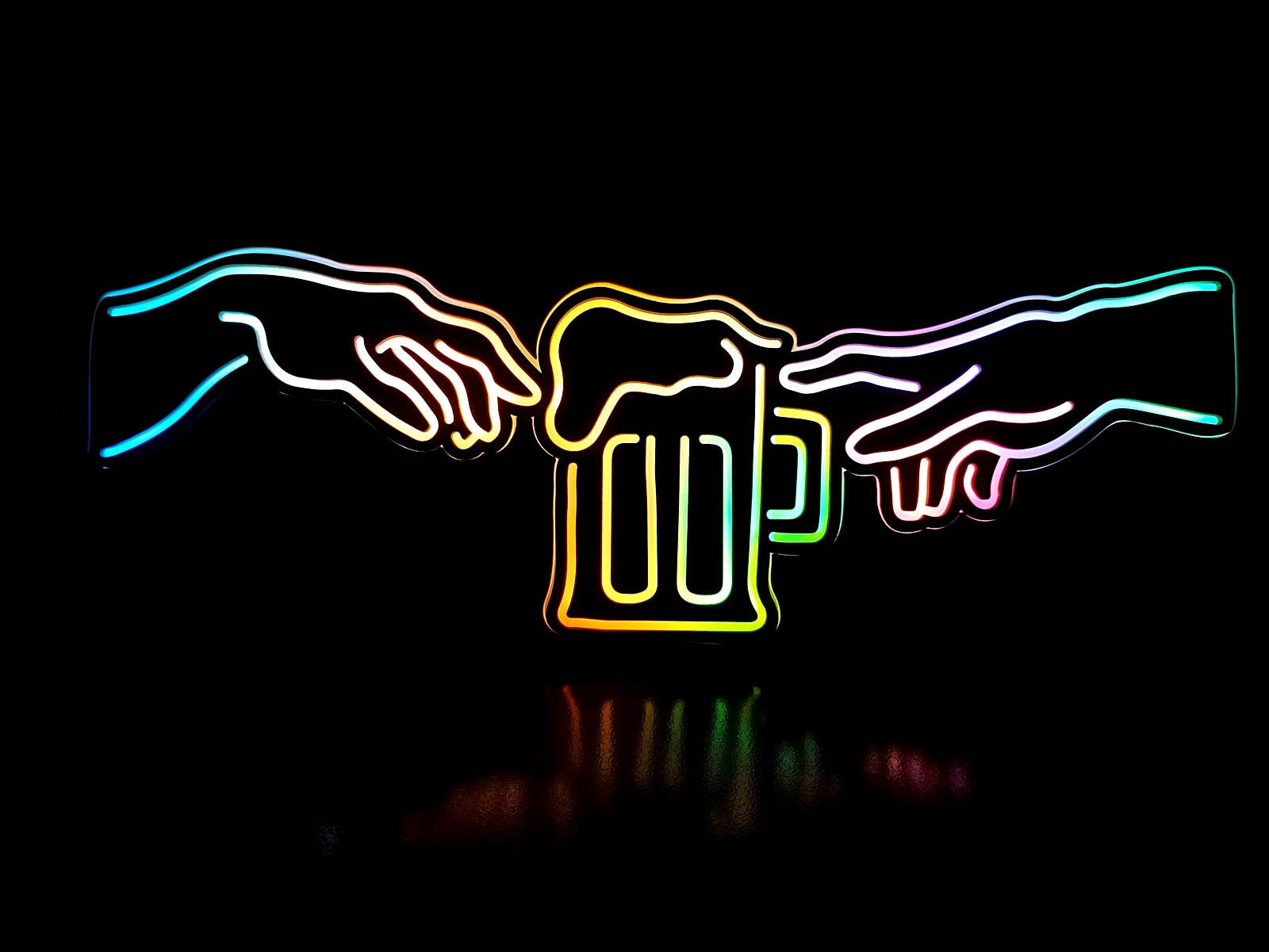 Hand of God Led Beer Mug Sign, Beer Mug Wall Art Neon, Home Bar Neon Sign, Led Light Box, Desktop Decoration, Wall Hangings, Man Cave Light