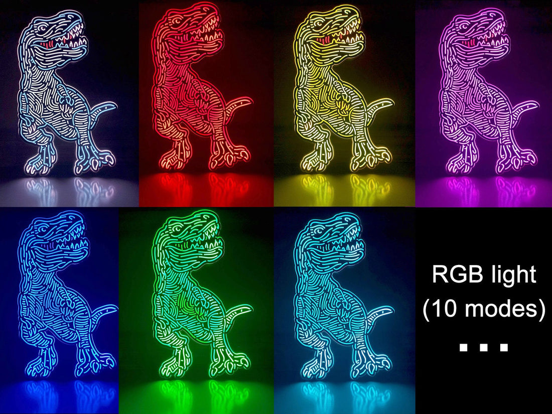 Dinosaur T-Rex LED Light, Dinosaur Led Wall Art, Dinosaur T-Rex Decoration, T-Rex Lamp, Dinosaur Desktop Ornaments, Dinosaur Toys For Child
