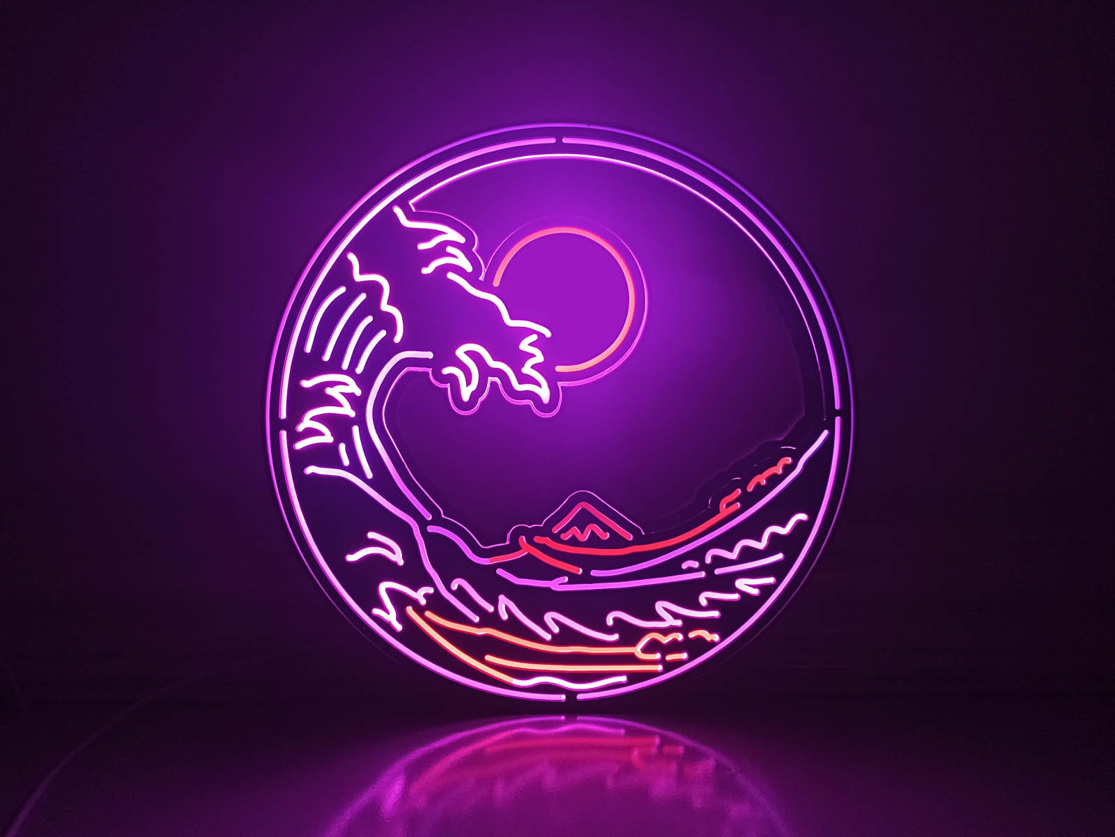 The Great Wave Of Kanagawa Led Neon-Like Wall Art , Great Wave Led Wall Decor, Kanagawa Oki Nami Ura Led Lightbox, Wall Hangings, Home Decor