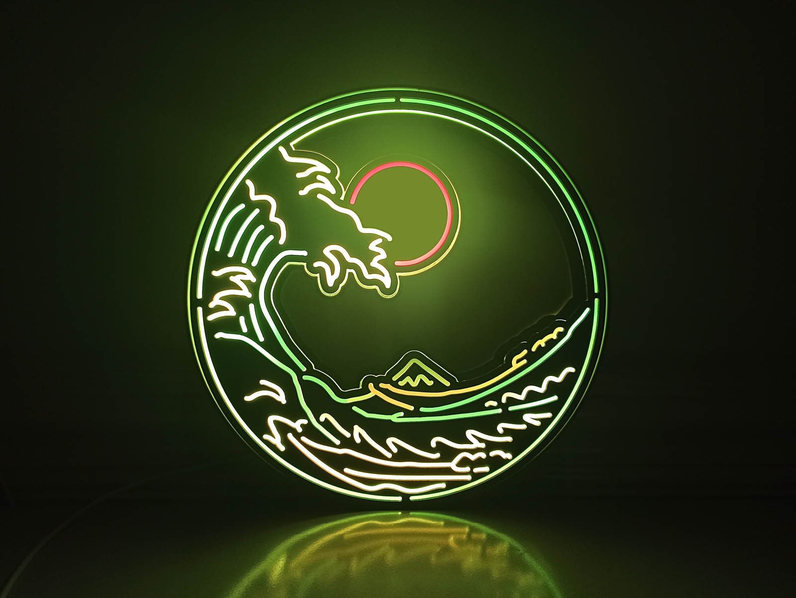 The Great Wave Of Kanagawa Led Neon-Like Wall Art , Great Wave Led Wall Decor, Kanagawa Oki Nami Ura Led Lightbox, Wall Hangings, Home Decor