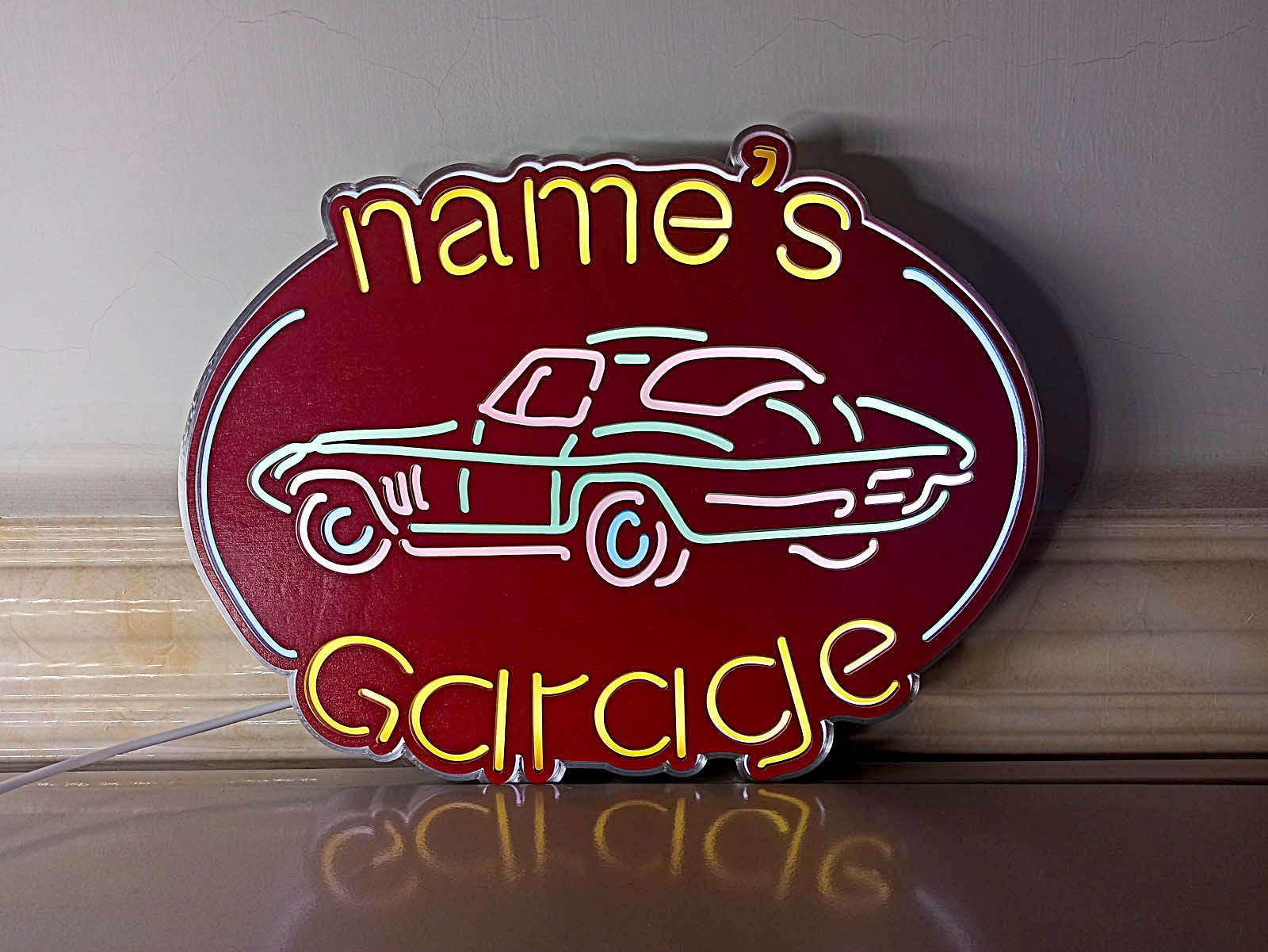 Personalized Name Garage Light Sign, Man Cave Sign, Names Led Light, Desktop Decorations, Wall Hangings, Gift for Him, Father's Day Gift
